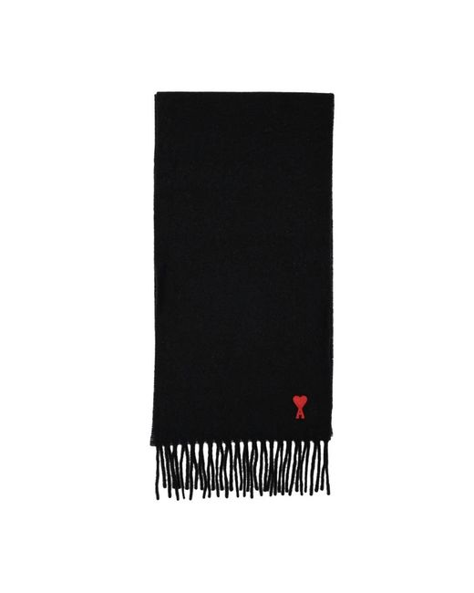 AMI Accessoires ,Zwart ,Wol Rode Wollen Sjaal in het Black