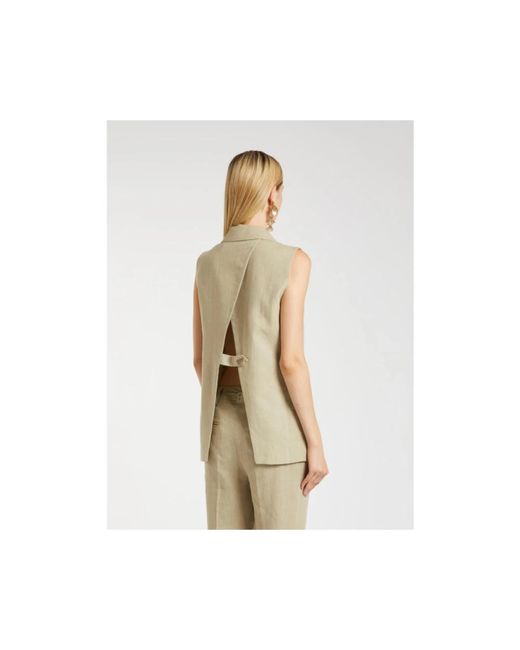 Marella Jassen ,Groen Mouwloze Jas Array Large in het Metallic