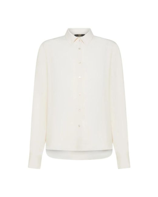Seventy Overhemden ,Wit ,Witte Crepe Zijden Overhemd in het White