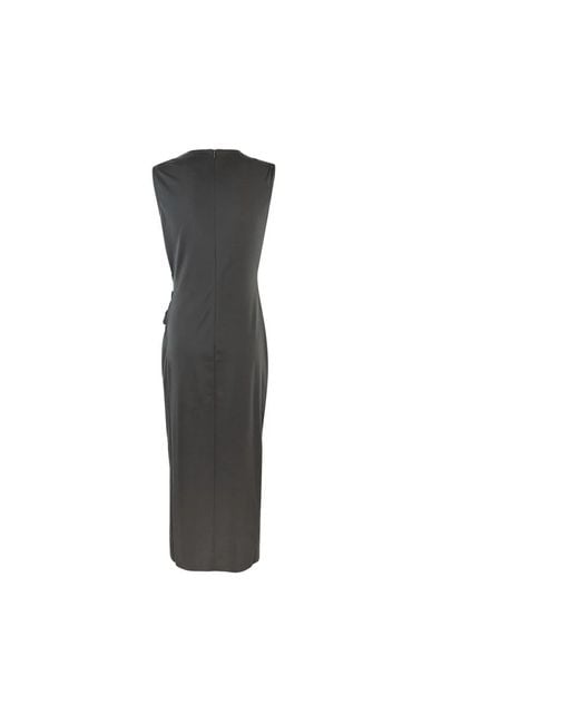 Max Mara Black Braunes jerseykleid mit asymmetrischen rüschen