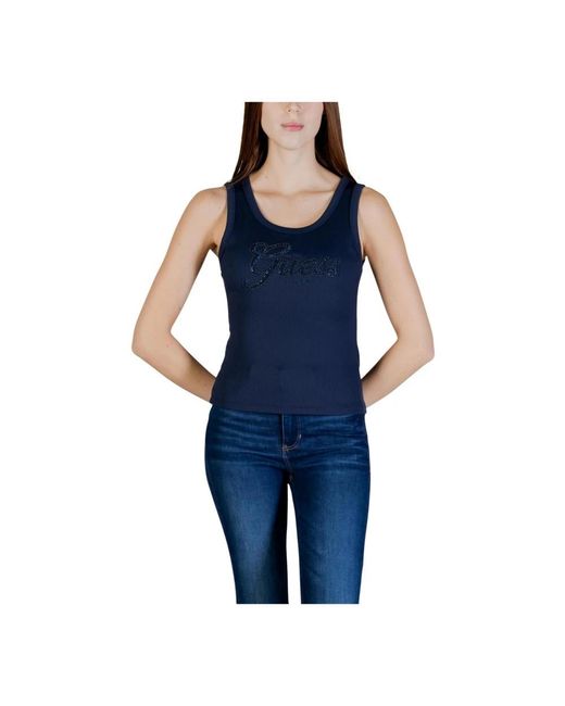 Guess Blue Sleeveless Tops