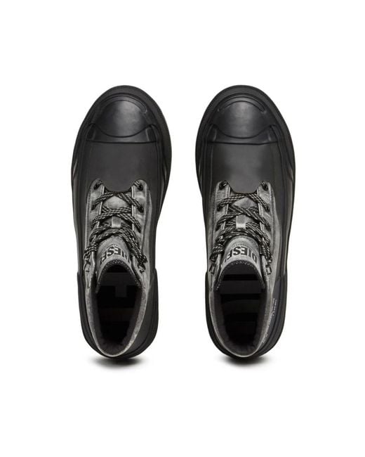 DIESEL Gray Lace-Up Boots for men