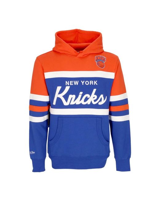 Mitchell & Ness Hoodies & Sweatvesten ,Veelkleurig ,Katoen Nba Head Coach Hoodie Originele Teamkleuren in het Blue voor heren