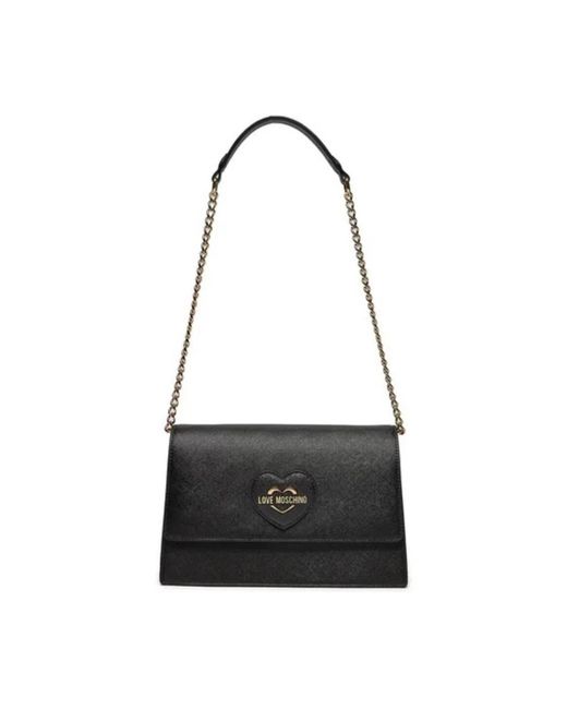 Love Moschino Zwarte Handtas Met Automatische Knoopsluiting in het Black