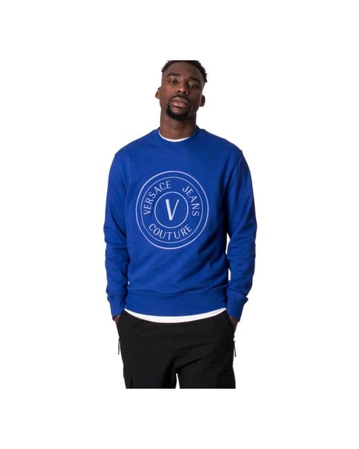 Versace Blauer emblem logo 3d pullover in Blue für Herren