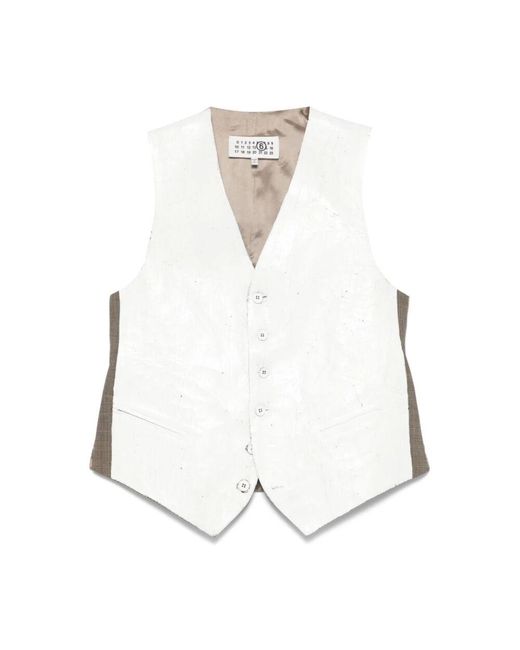 MM6 by Maison Martin Margiela White Weißer Pullover Mit Echter Passform