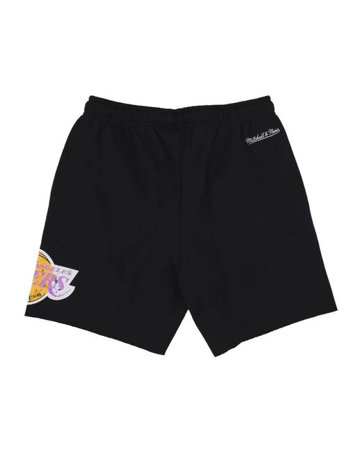 Mitchell & Ness Korte Broeken ,Zwart ,Katoen Nba Postgame Vintage Logo Fleece Shorts in het Black voor heren