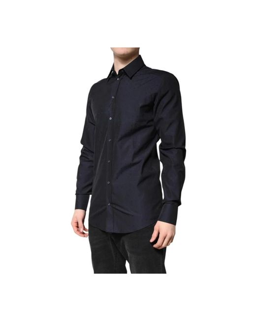 Dolce & Gabbana Logo Details Slim Fit Hemd in Blue für Herren