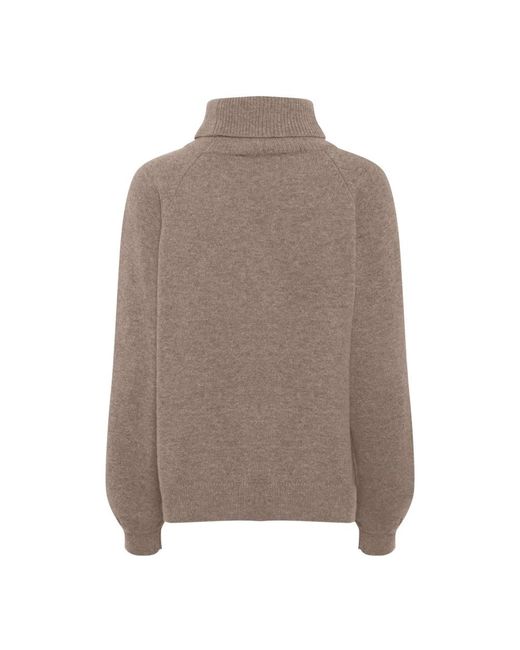 Gestuz Truien & Vesten ,Bruin ,Wol Zachte Wollen Coltrui Chestnut Melange in het Brown