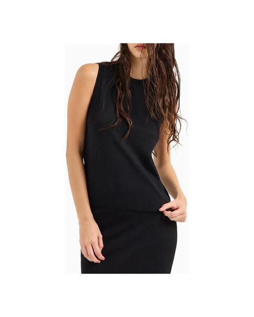 ARMANI EXCHANGE Black Ärmelloses top mit patch-logo