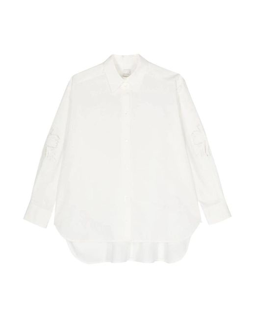 Paul Smith White Weiße baumwollbluse mit broderie anglaise