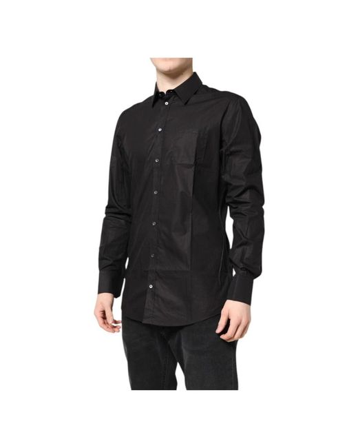 Dolce & Gabbana Schwarzes Baumwollkleid Hemd in Black für Herren