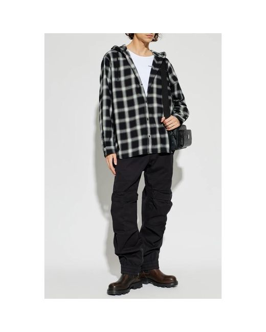 DIESEL Overhemden ,Grijs ,Katoen Hooded Shirt in het Black voor heren