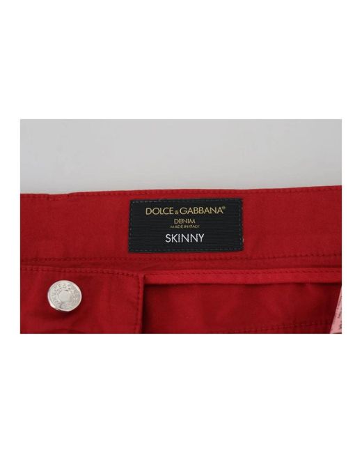 Dolce & Gabbana Rote skinny jeans mit logo-details in Red für Herren