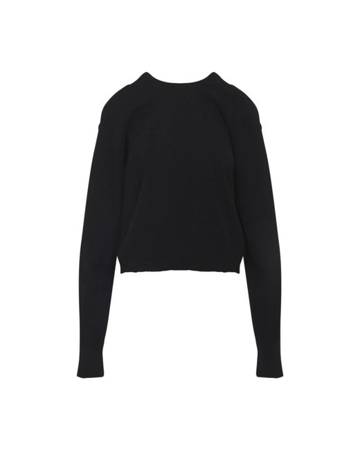 Maison Margiela Black Wool Crewneck Sweater With Signature Stitching