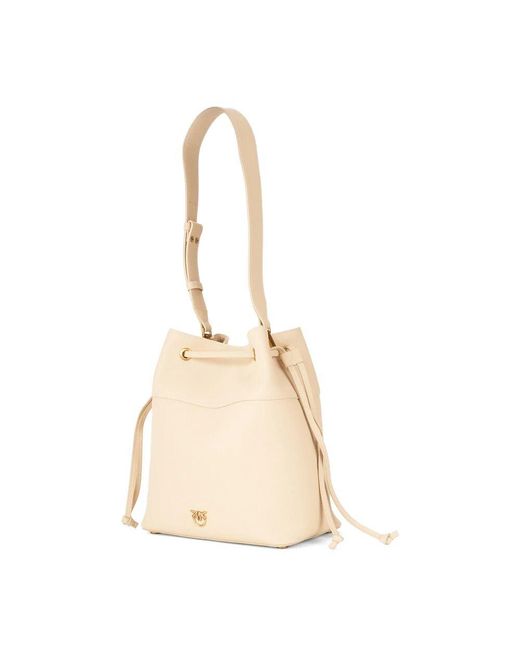 Pinko Natural Klassische Leder Eimer Tasche