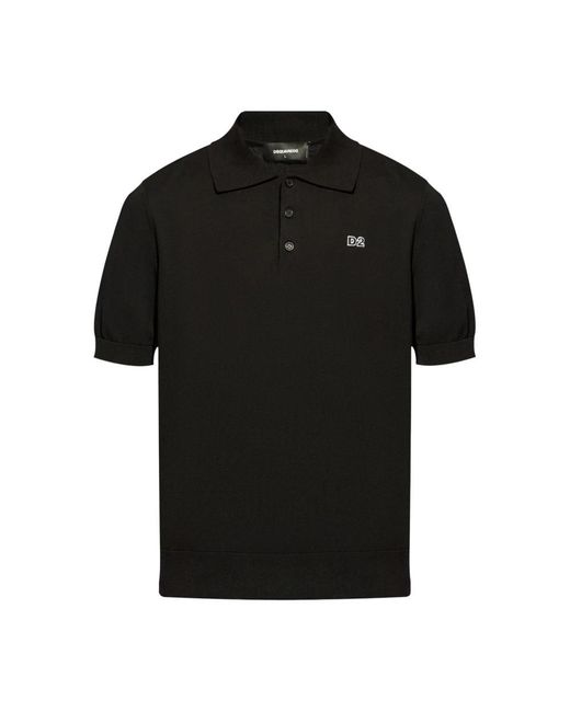 DSquared² Schwarzes poloshirt mit logopatch in Black für Herren