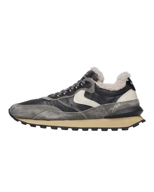 Sneakers in pelle e tessuto qwark hype fur man di Voile Blanche in Blue da Uomo