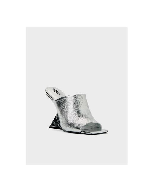 The Attico Gray Heeled Mules