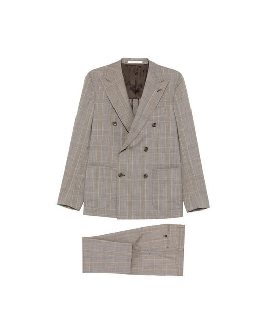 Tagliatore Gray Double Breasted Suits for men