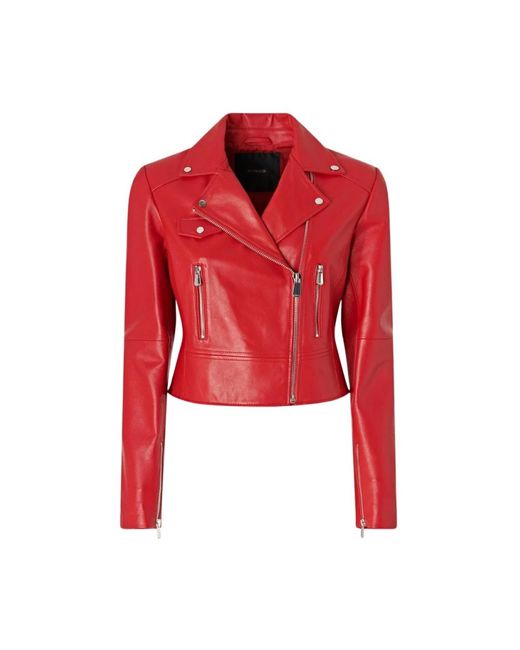Pinko Red Leather Jackets
