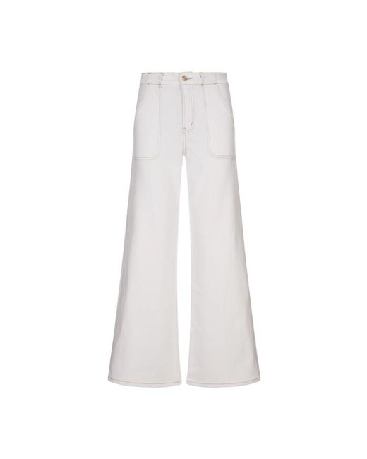 FRAME Witte Broek Met Katoenmix in het White