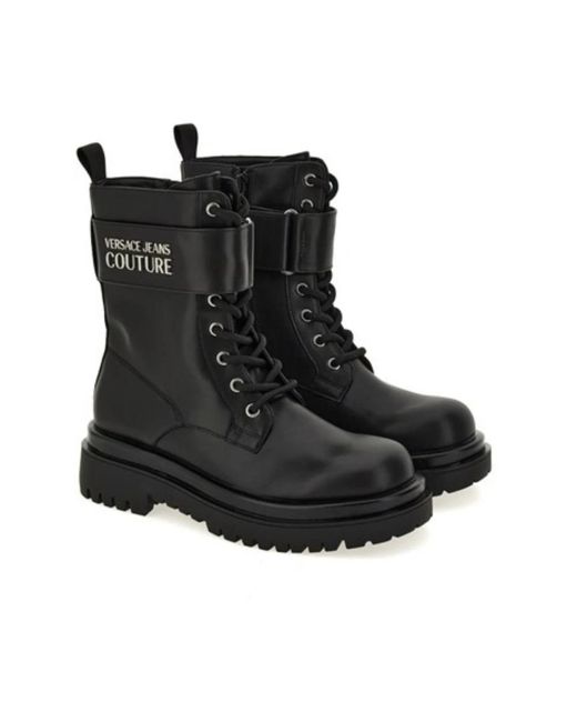 Versace Jeans Couture Black Lace-Up Boots