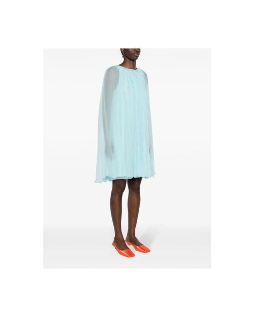 Max Mara Kleedjes ,Blauw ,Heldere Blauwe Zijden Jurk Met Lagen in het Blue