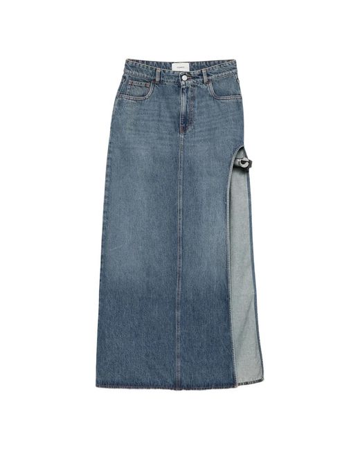 Coperni Rokken ,Blauw ,Denim Denim Rok Met Hoge Taille En Split Aan De Zijkant in het Blue