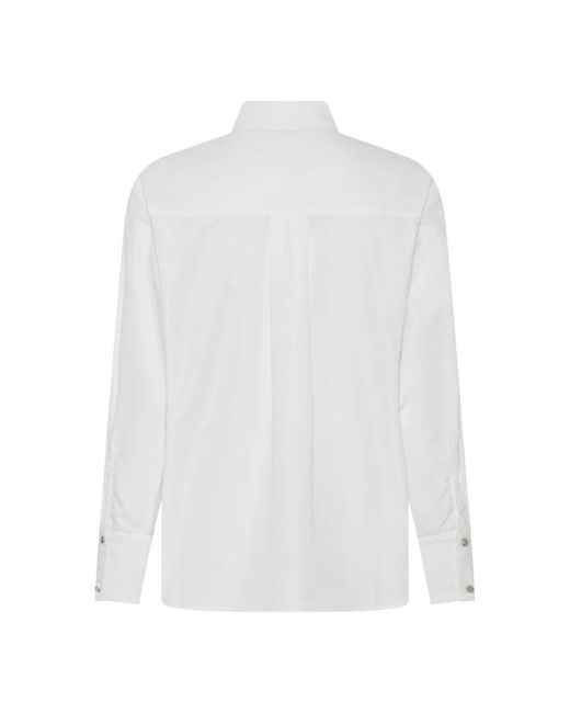 Bruuns Bazaar Overhemden ,Wit ,Katoen Witte Shirt Met Afgeronde Zoom in het White