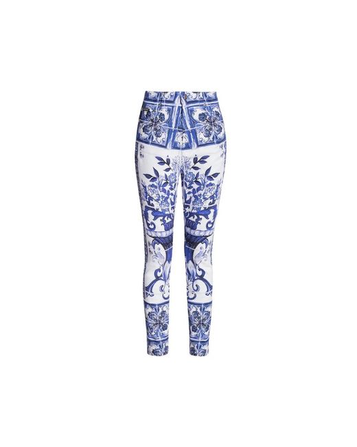 Dolce & Gabbana Blue 'grace' Patterned Jeans,