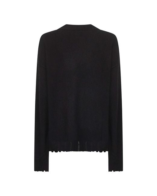Uma Wang Zwarte Cashmere V-Hals Trui in het Black