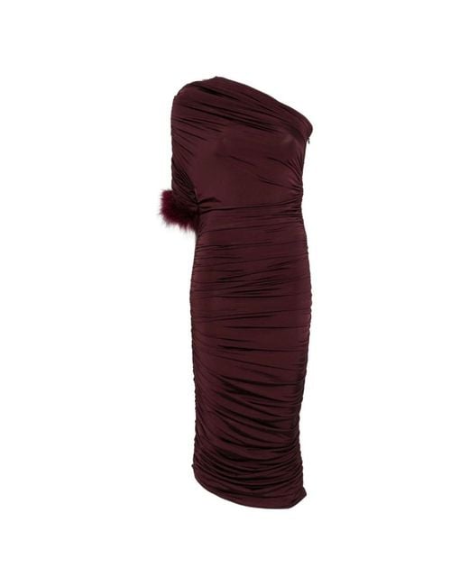 Mugler Red One-Shoulder Midi Dress