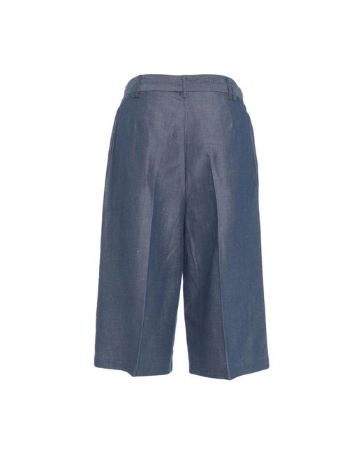 Liu Jo Blue Blaue Leinen Bermuda Shorts