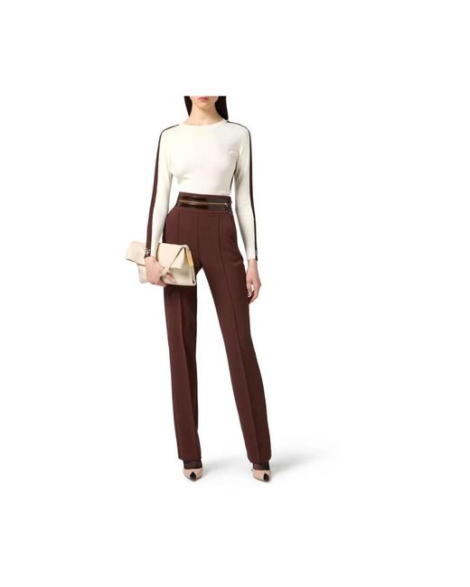 Wide Trousers Elisabetta Franchi de color Brown