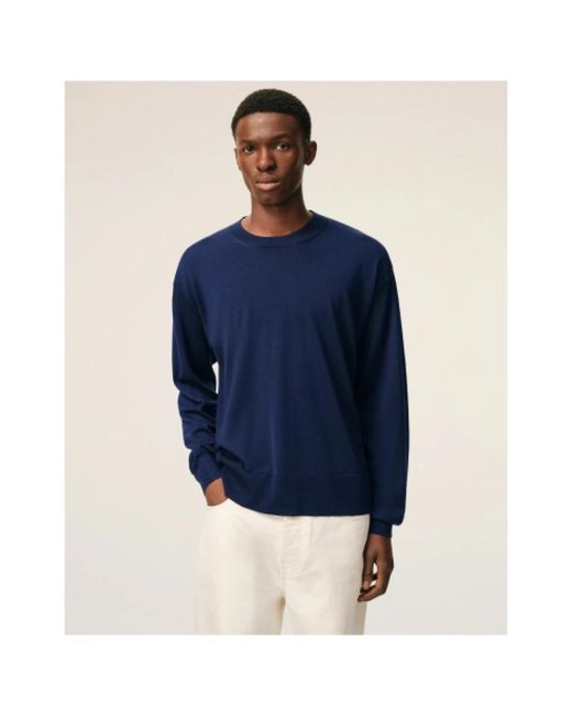 AMI Blue Round-Neck Knitwear for men
