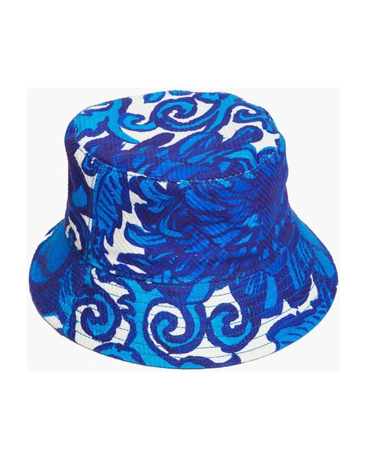 LaDoubleJ Accessoires ,Blauw ,Katoen Stijlvolle Gestikte Bucket Hat in het Blue