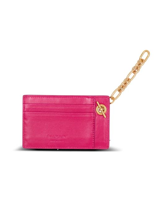 Balmain Accessoires ,Roze ,Pulse Lamsskinleren Kaarthouder in het Pink
