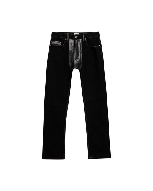 Versace Denim & Leren Rechte Jeans in het Black voor heren