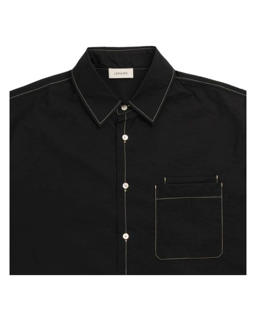 Lemaire Schwarzes hemd mit doppelter tasche in Black für Herren
