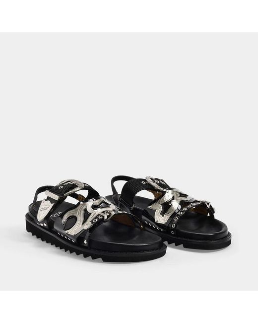 Toga Black Flat Sandals