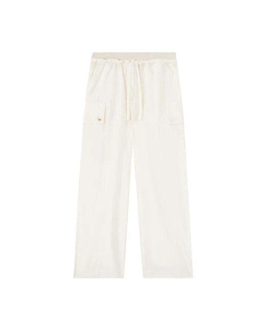 Palm Angels White Wide Trousers