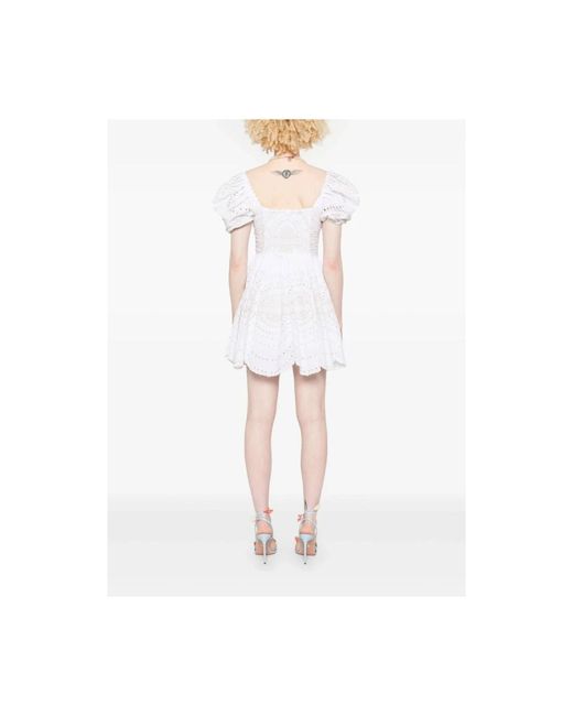 Charo Ruiz White Broderie Anglaise Square Neck Kleid