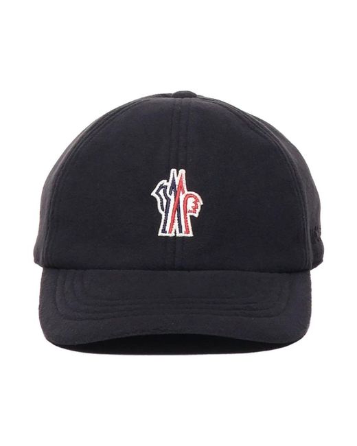 Moncler Accessoires ,Zwart ,Zwarte Baseballpet Met Voorkantlogo in het Blue voor heren