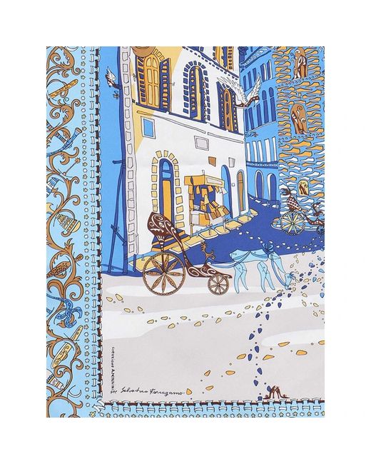 Ferragamo Blue Silky Scarves