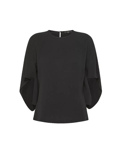 Blusa negra de crepe con mangas asimétricas Seventy de color Black