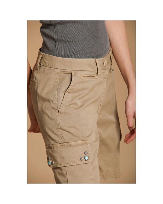 Mason's Natural Curvy Fit Cargo Bermuda Shorts Khaki