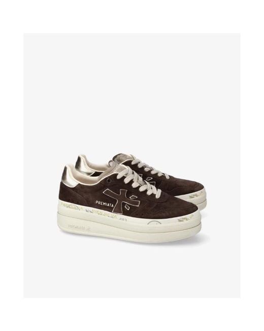 Premiata Schoenen ,Bruin ,Bruine Sneakers Met Dubbellaags Platform in het Brown