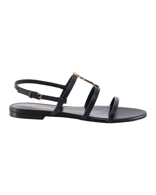 Saint Laurent Black Flat Sandals