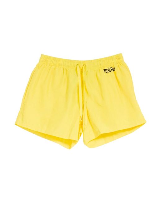 Moschino Badmode ,Geel ,Nylon Smiley Beach Boxer Shorts in het Yellow voor heren